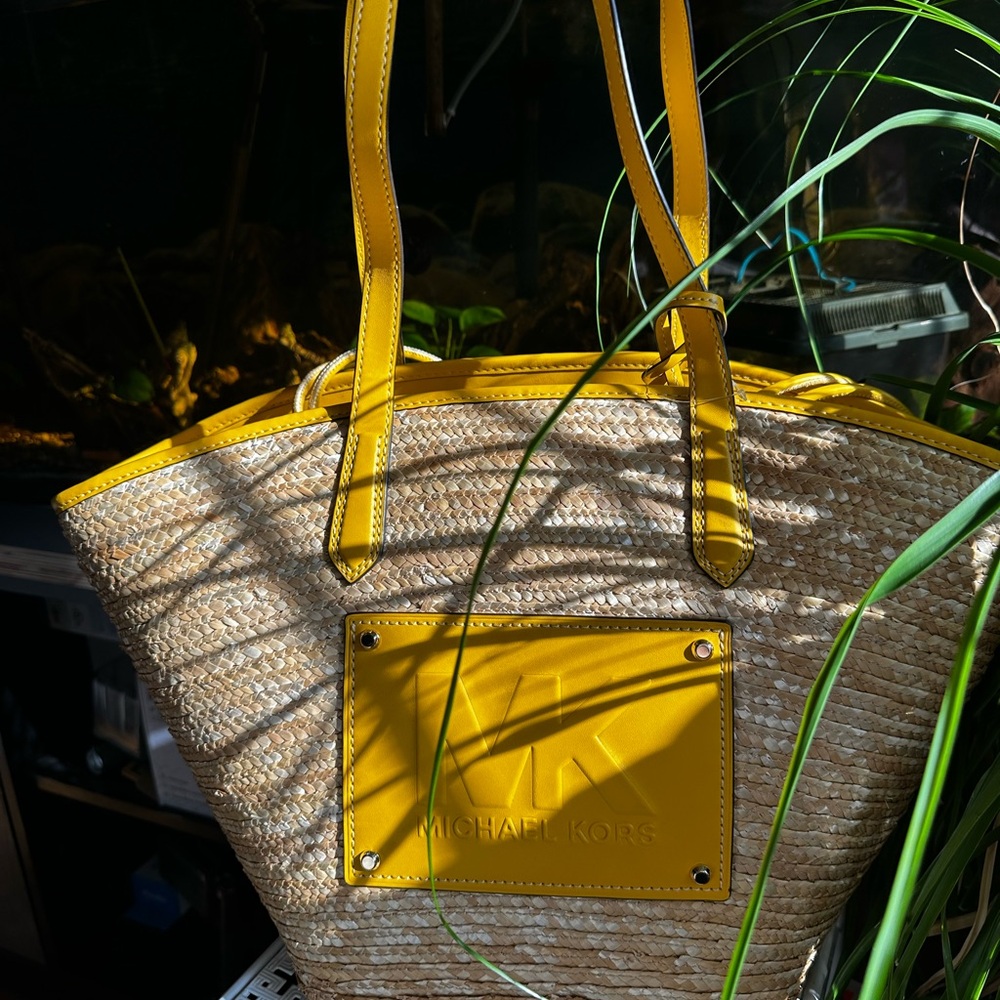 Michael Kors Tan and Yellow Tote Bag Kimber NWT